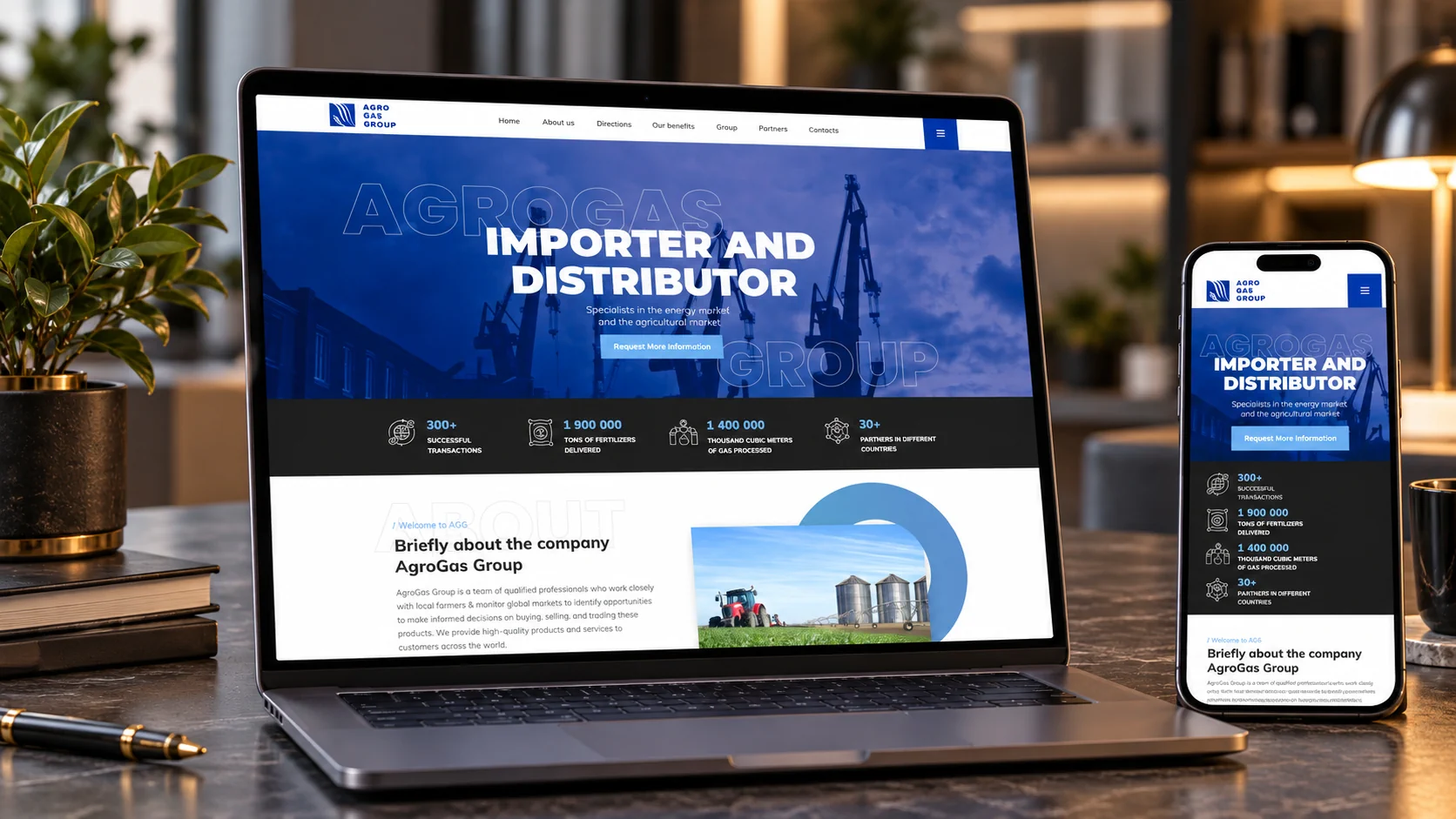 Корпоративний сайт Agro Gas Group — розробка Jupiter Design