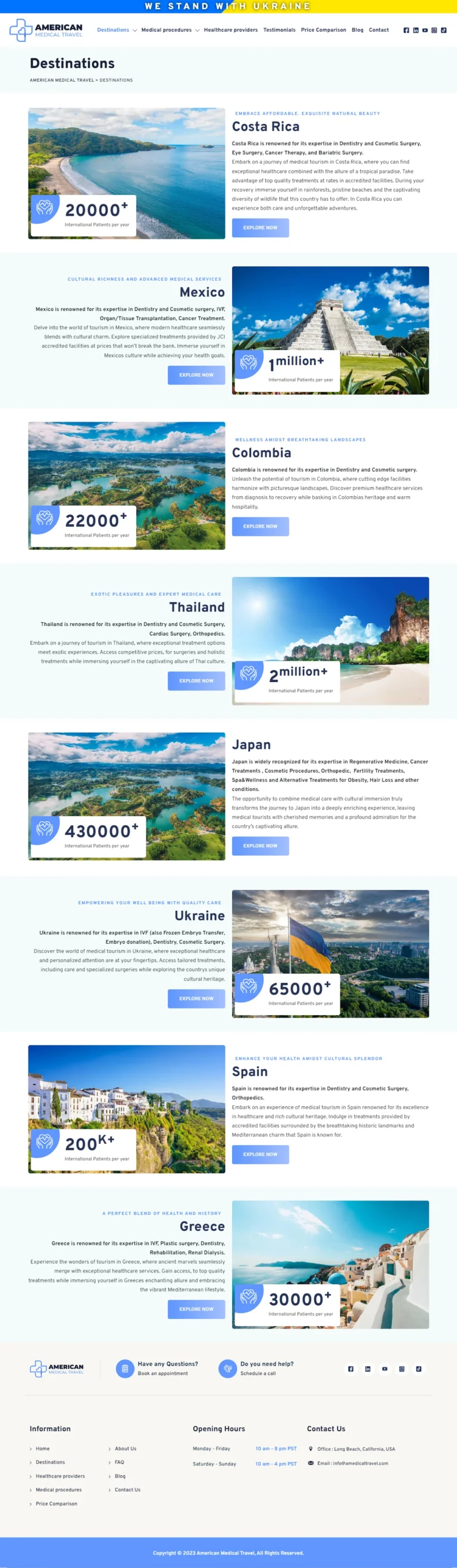 Розробка сайту медичного туризму в США на WordPress