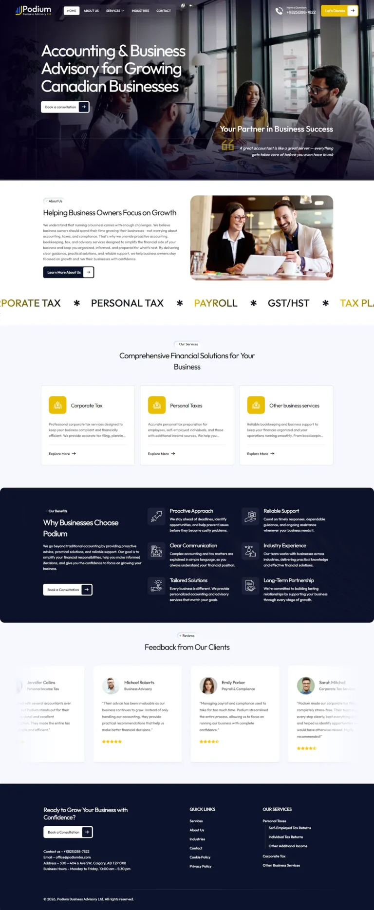 Дизайн головної сторінки Podium Business Advisory