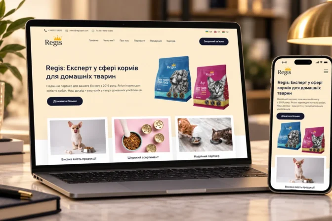 Розробка багатомовного сайту для виробника кормів Regis