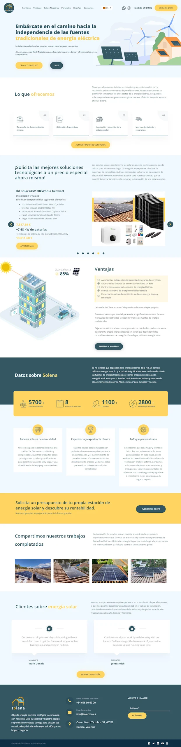 Розробка Landing Page для Solena в Іспанії | Jupiter Design
