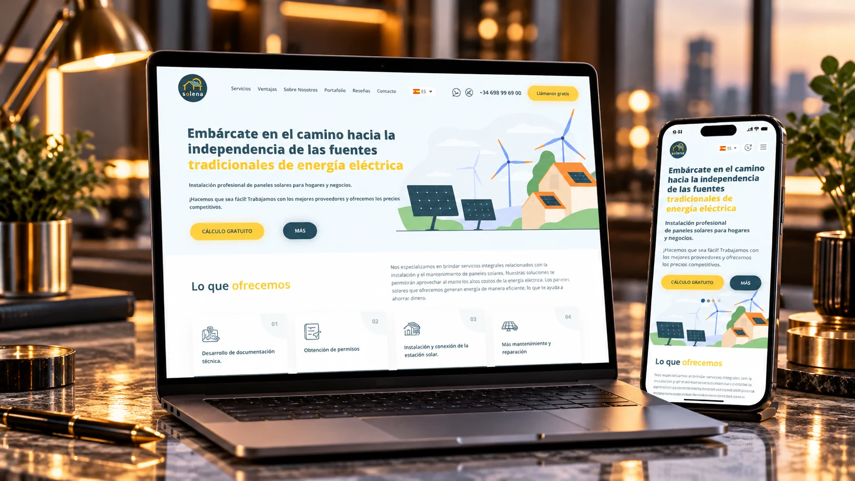 Розробка Landing Page для Solena в Іспанії | Jupiter Design