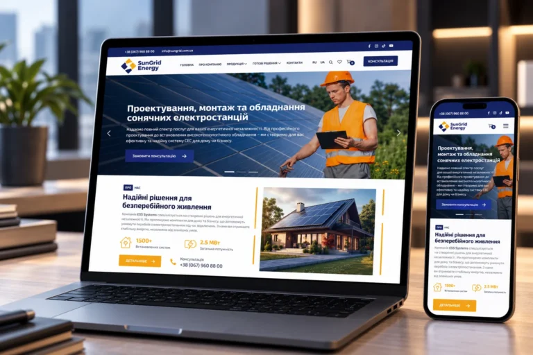 Корпоративний сайт SunGrid Energy — розробка Jupiter Design